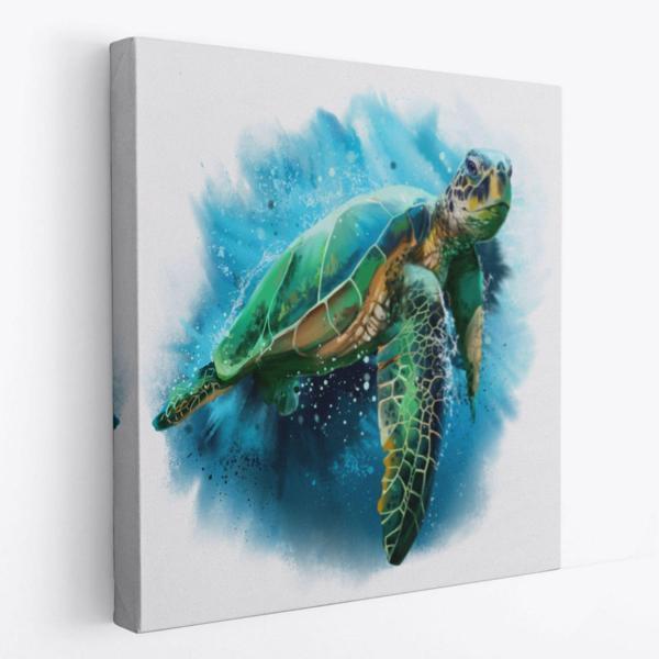 Caretta Caretta Hayvan Temalı Dekoratif Kanvas Tablo, Duvar Dekoru 5812 - Image 1