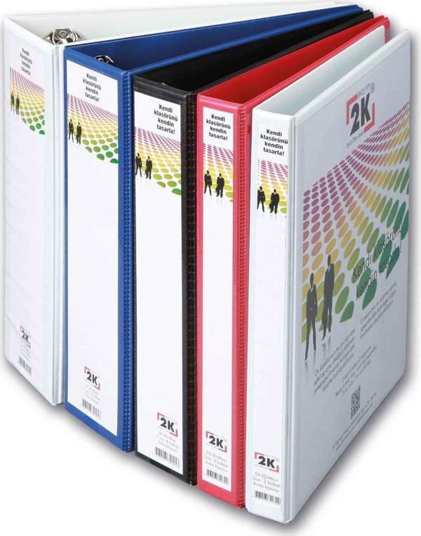 2K Sunum Klasörü Cepli 3 Cm 2 Halkalı Siyah 03-2D-S - Image 1