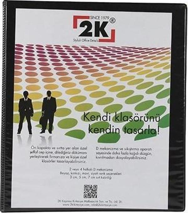 2K Sunum Klasörü Cepli 7 Cm 2 Halkalı Siyah 07-2D-S - Image 1
