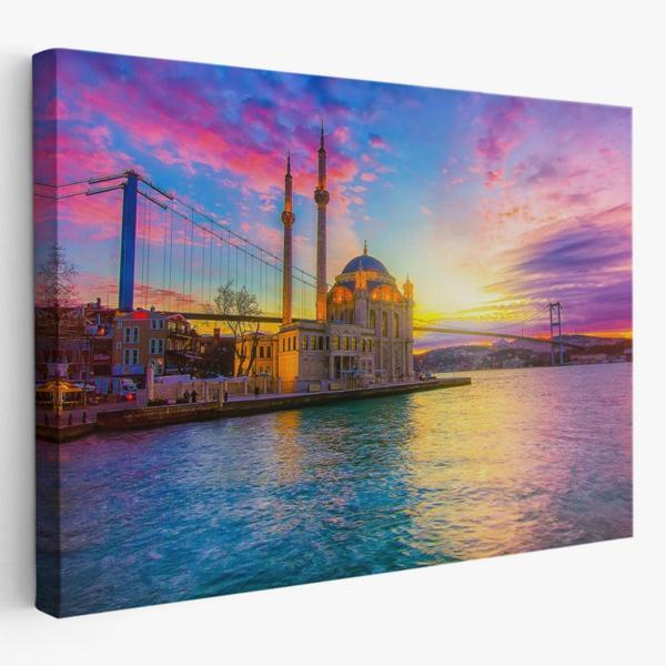 Boğaziçi Köprüsü ve Ortaköy Camii Dekoratif Kanvas Tablo, Duvar Dekoru 6508 - Image 1