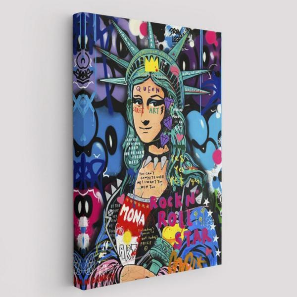 Pop Art Grafitti Mona Lisa Dekoratif Kanvas Tablo, Duvar Dekoru 6216 - Image 1