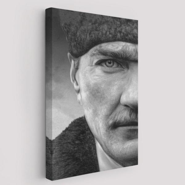 Ulu Önder Mustafa Kemal Atatürk Siyah Beyaz Dekoratif Kanvas Tablo, Duvar Dekoru 6303 - Image 1