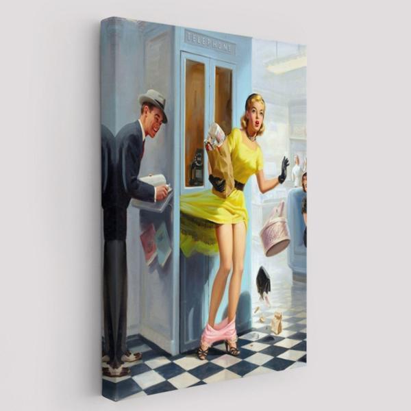 Pin-up Girl Dekoratif Kanvas Tablo, Duvar Dekoru 6458 - Image 1