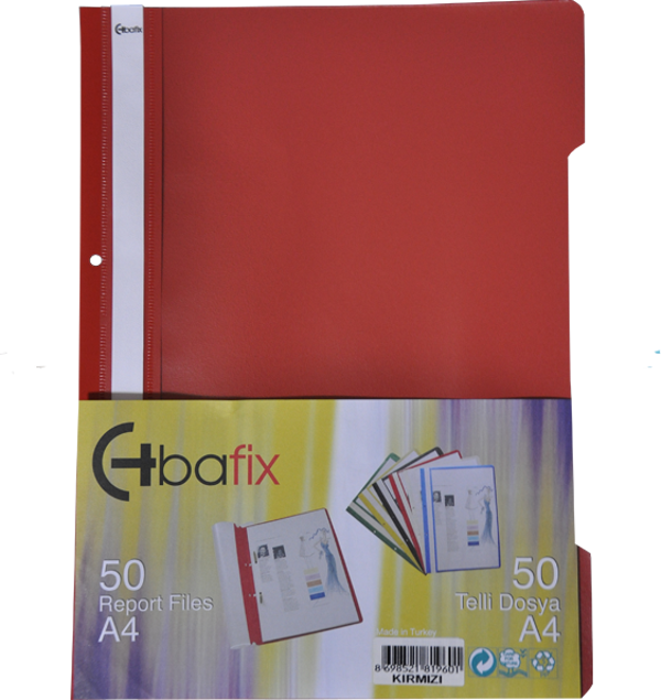 Bafix Telli Dosya Plastik A-4 Kırmızı 66722 50 Li (1 Paket 50 Adet) - Image 1