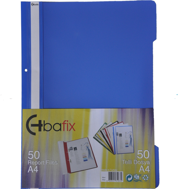 Bafix Telli Dosya Plastik A-4 Mavi Klasik 66724 50 Li (1 Paket 50 Adet) - Image 1