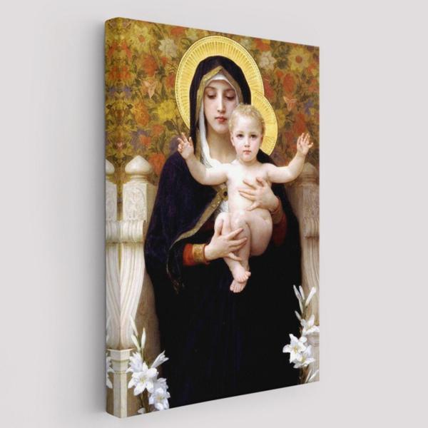 The Madonna of the Lilies Zambak ve Bakire Dekoratif Kanvas Tablo, Duvar Dekoru 6479 - Image 1