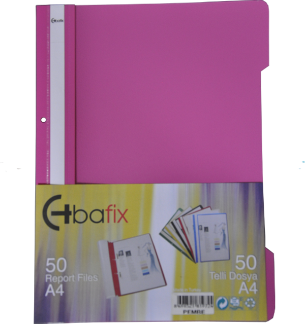 Bafix Telli Dosya Plastik A-4 Pembe 66726 50 Li (1 Paket 50 Adet) - Image 1