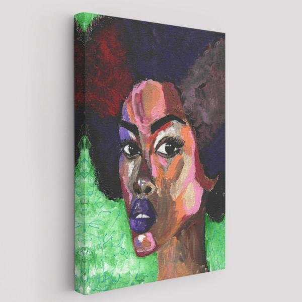 Pop Art Afrikalı Kadın Portresi Dekoratif Kanvas Tablo, Duvar Dekoru 6004 - Image 1