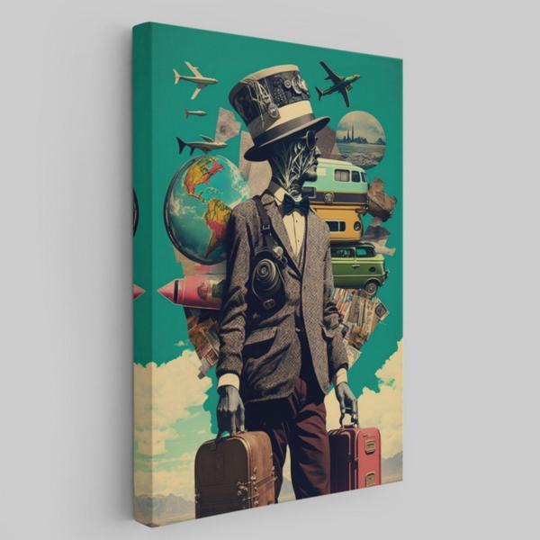 Vintage Seyahat Eden Adam Dekoratif Kanvas Tablo, Duvar Dekoru 6323 - Image 1