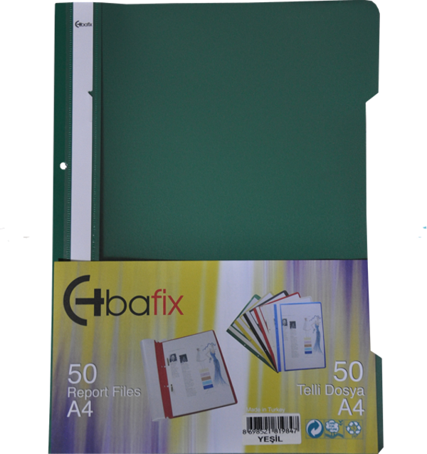 Bafix Telli Dosya Plastik A-4 Yeşil 66730 50 Li (1 Paket 50 Adet) - Image 1