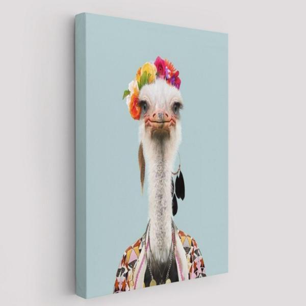 İnsan Görünümlü Deve Kuşu Dekoratif Kanvas Tablo, Duvar Dekoru 6286 - Image 1
