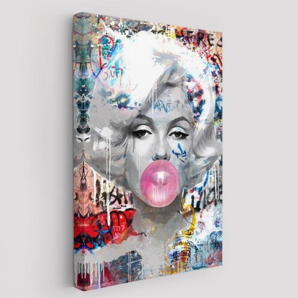 Marilyn Monroe ve Güzelliği Graffiti Pop Art Dekoratif Kanvas Tablo, Duvar Dekoru 6471 - Image 1