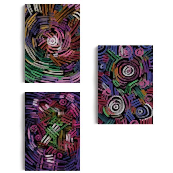 Soyut Sürreal Şekiller Temalı 3'lü Set Dekoratif Kanvas Tablo, Duvar Dekoru EŞ118 - Image 1