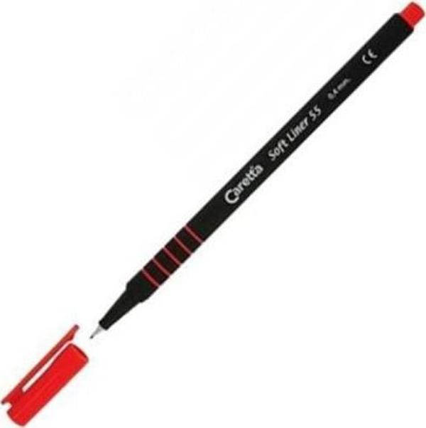Caretta Soft Liner Keçe Uç Kalem Kırmızı CS-55-02 10 Lu (1 Paket 10 Adet) - Image 1