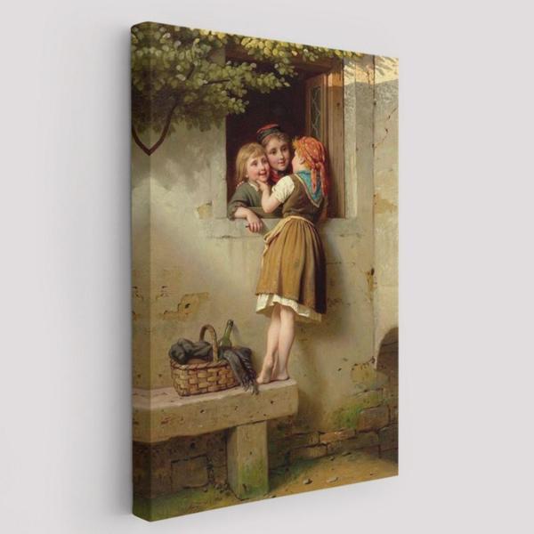 Meyer von Bremen, Sohbet Eden Çocuklar Dekoratif Kanvas Tablo, Duvar Dekoru 6305 - Image 1