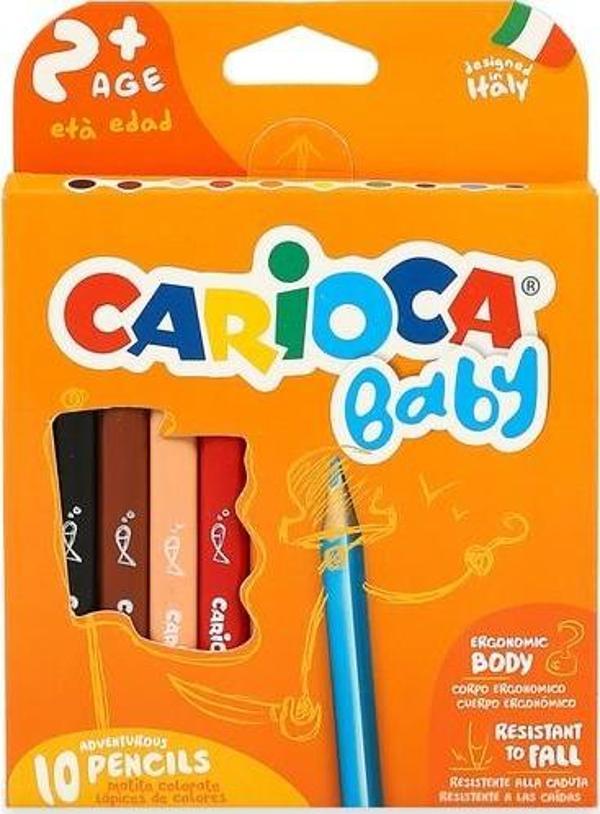 Carioca Jumbo Bebek Üçgen Kuru Boya Kalemi 10 Renk 2+Yaş 42819 - Image 1