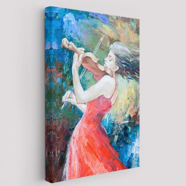 Keman Virtüözü Müzisyen Kadın Dekoratif Kanvas Tablo, Duvar Dekoru 5922 - Image 1