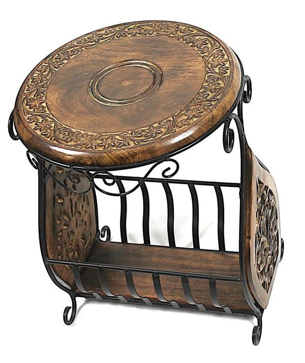 Eskitme Ahşap Ferforje Sehpa Gazetelik 36x38x50 cm. - Image 1