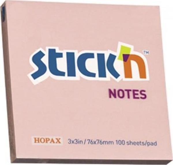 Hopax Stickn Yapışkanlı Not Kağıdı 76X76 Mm Pastel Pembe 90 Yaprak 12 Li (1 Paket 12 Adet) - Image 1