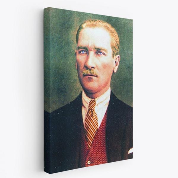 Mustafa Kemal Atatürk Portresi Dekoratif Kanvas Tablo, Duvar Dekoru CS69 - Image 1