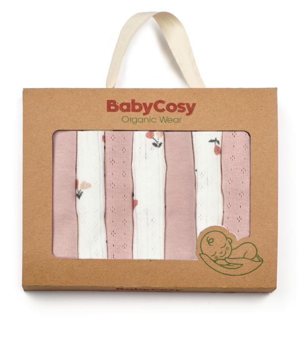 Baby Cosy Bebek 7'li Mix Ağız Mendili 25x25cm, %100 Organik Pamuk, Bebek ve Yenidoğan Serisi - CSY5961 - Image 1