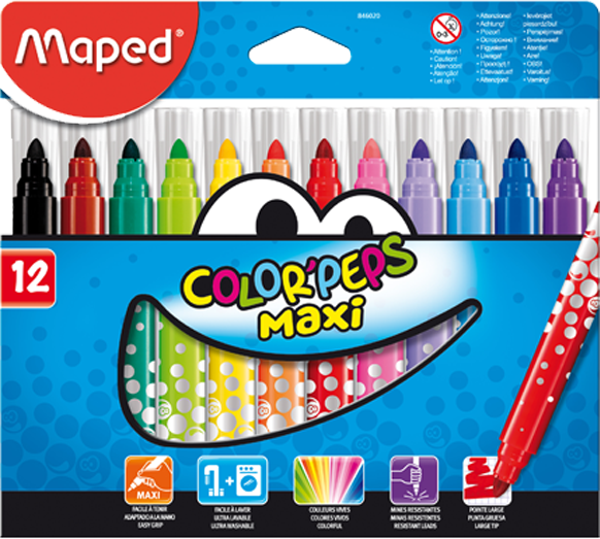 Maped Keçeli Kalem Peps Maxi 12 Renk 846020 - Image 1