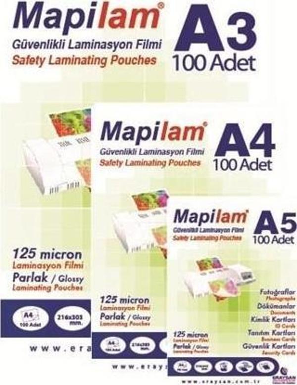Mapi A-4 Laminasyon Filmi 125 Micron Parlak 100 Lü 1021204 (1 Paket 100 Adet) - Image 1