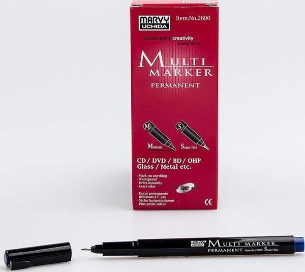 Marvy Asetat Kalemi Ohp M Uç Kırmızı 12 Li 2600M-2 (1 Paket 12 Adet) - Image 1