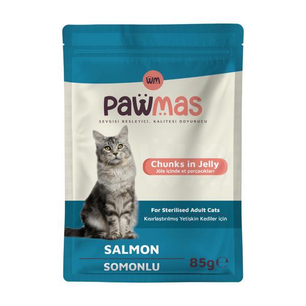 Pawmas Pouch Somonlu Kısırlaştırılmış Yaş Kedi Maması 85Gr - Image 1