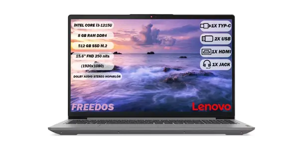 Ideapad 3 Intel Core I3 1215U 8gb 512GB SSD Freedos 15.6" Fhd Taşınabilir Bilgisayar 82RK0181TX - Image 1