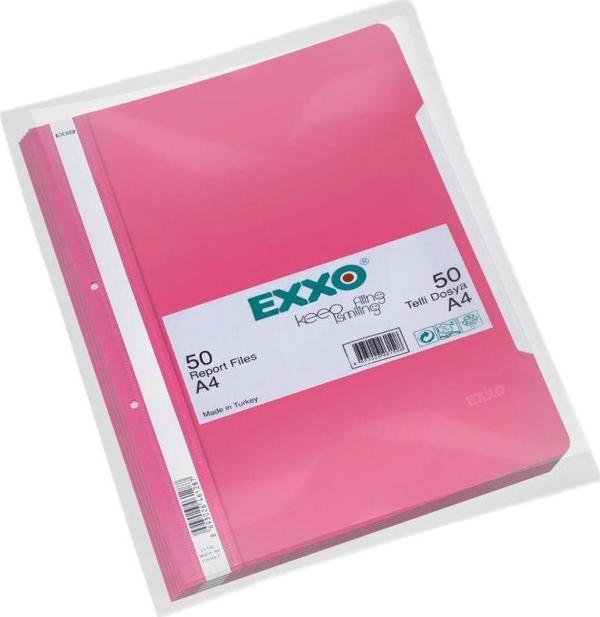 Exxo Telli Dosya Plastik A-4 Pembe 50 Li (1 Paket 50 Adet) - Image 1