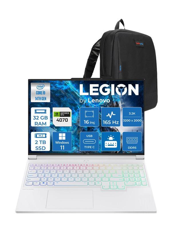 Lenovo Legion 7 16IRX9 14.nesil Core I9 14900HX 32GB Ddr5 2tb SSD 8GB/RTX4070 130W 16" 3.2k (3200X2000) 430NİTS 165Hz WINDOWS11HOME Taşınabilirbilgisayar 883FD005MTR07+ZETTAÇANTA - Image 1