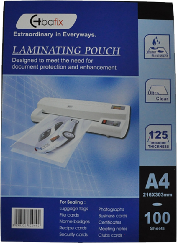 Bafix 216-303 Laminasyon Filmi A4 125 Micron 100 LÜ (1 paket 100 adet) - Image 1