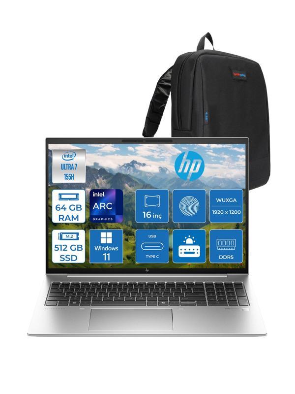 Hp Elitebook 860 G11 Wolfpro Intel ULTRA7-155H 64GB Ddr5 512GB SSD 16'' Wuxga WINDOWS11PRO Dizüstü Bilgisayar 9970P1ETW21+ZETTAÇANTA - Image 1