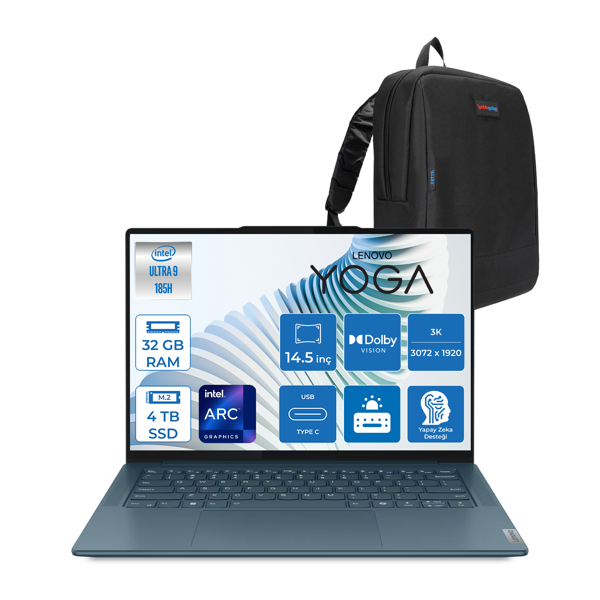 Lenovo Yoga Pro 7 14IMH9 Intel Ultra 9 185H Aı 32GB Ddr5 4tb SSD Intel® Arc™ GRAPHICS14.5" 3k (3072X1920) IPS 400NITS 120Hz Dokunmatik Freedos Taşınabilir Bilgisayar 883E2002QTRF05+ZETTAÇANTA - Image 1
