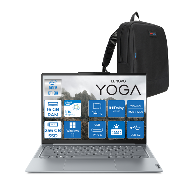 Lenovo yoga Slim 6 14IRH8 Intel Core I7 13700H 16GB 256GB SSD 14" Wuxga 400NITS OLED W11HOME Taşınabilir Bilgisayar  883E0005YTR04+ZETTAÇANTA - Image 1