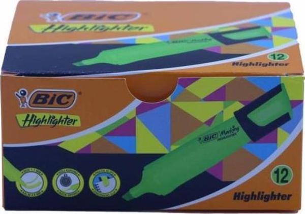 Bic 968584 Fosforlu Kalem Marking Flat Highlighter 12 Li Yeşil (1 Paket 12 Adet) - Image 1