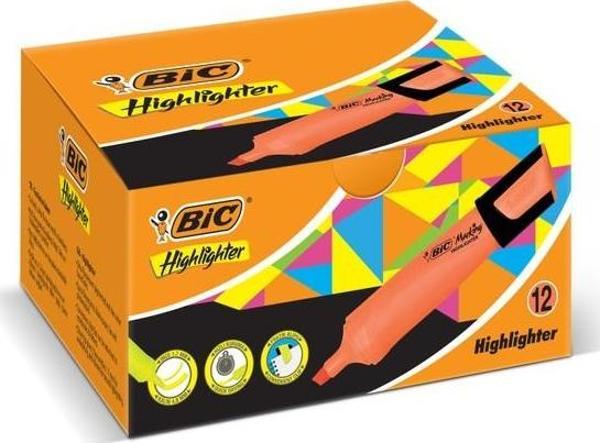 Bic 968585 Fosforlu Kalem Marking Flat Highlighter 12 Li Turuncu (1 Paket 12 Adet) - Image 1