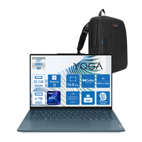 Lenovo Yoga Pro 7 14IMH9 Intel Ultra 9 185H Aı 32GB Ddr5 4tb SSD Intel® Arc™ GRAPHICS14.5" 3k (3072X1920) IPS 400NITS 120Hz Dokunmatik WIN11PRO Taşınabilir Bilgisayar 883E2002QTRW05+ZETTAÇANTA - Image 1