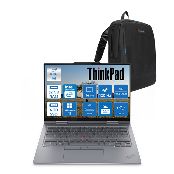 Lenovo Thinkpad X1 G9 Ultra 7 155U 32GB 4tb SSD Intel® Graphics 14" 2.8k 120hz OLED 400NITS WIN11PRO Yapay Zeka Destekli Dokunmatik Taşınabilir Bilgisayar THINX1U155P12 + Zettaçanta - Image 1