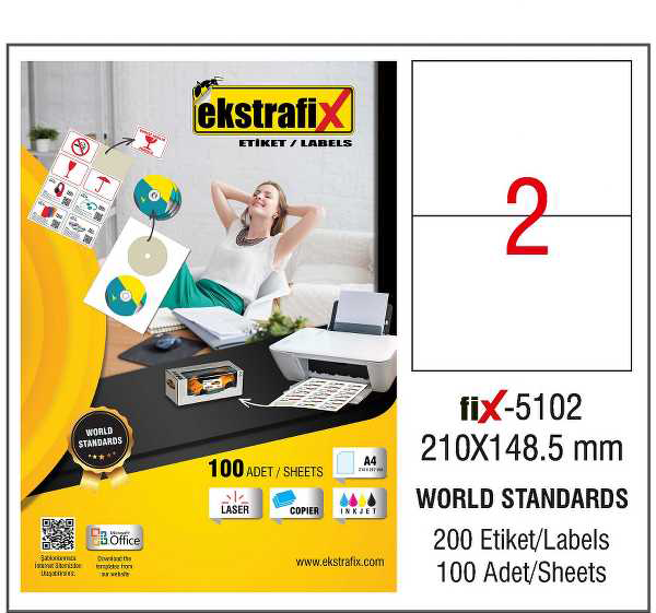 Extrafix Lazer Etiket 210X148.5 mm Fix-5102 8699071151029 - Image 1