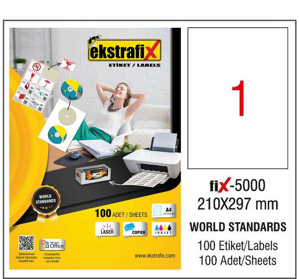 Extrafix Lazer Etiket 210X297 mm Fix-5000 29E224.T70.00.1397909 - Image 1