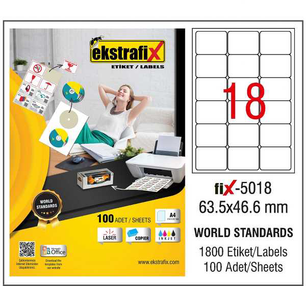 Extrafix Lazer Etiket 63,5X46,6 mm Fix-5018 - Image 1