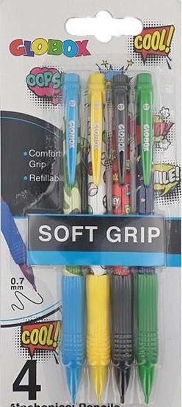 Globox 2900 0.7 Soft Grip Baskılı Versatil Kalem Seti 4 Lü - Image 1