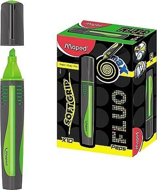 Maped 742933 Fosforlu Kalem Max Fluo Peps Mini 10 Lu Yeşil (1 Paket 10 Adet) - Image 1