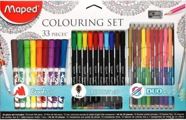 Maped 897417 Okul Boyama Seti 33 Lü (10 Lu Brush + 10 Lu Fineliner + 12 Li Duo Boya) - Image 1