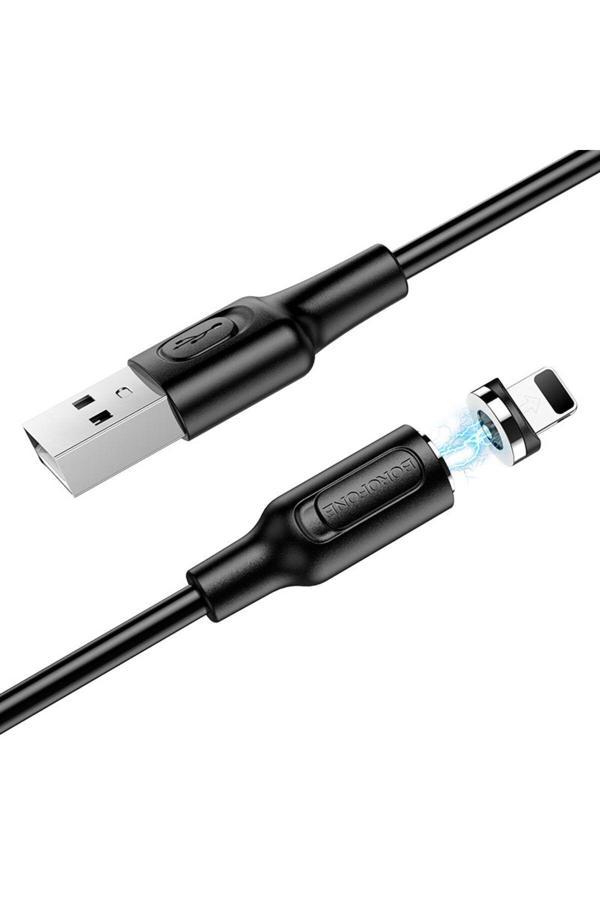 Borofone Manyetik Uçlu İphone 11 12 13 14 Serisi Uyumlu 1 Metre Şarj Kablo Mıknatıs Lightning Uçlu Bx41 - Image 1