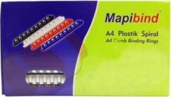 Mapibind A-4 Plastik Spiral 8 Mm Beyaz 100 Lü 2010800 (1 Paket 100 Adet) - Image 1