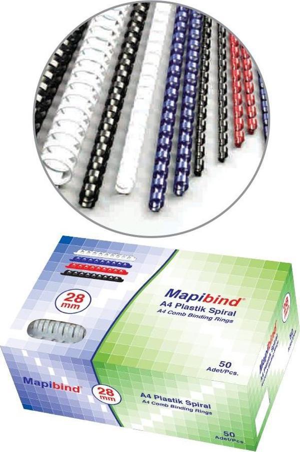 Mapibind Spiral Plastik 200-220 Sayfa 50 Li 22 Mm Beyaz 2012200 (1 Paket 50 Adet) - Image 1