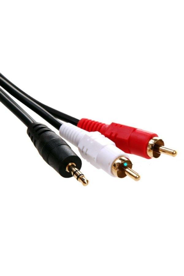 Dnr Bilişim Aux Kablo 3.5 Mm Jack 2 Rca Pc/ Laptop Ses Sistemi Hoparlör Ara Bağlantı Kablosu 5 Mt - Image 1